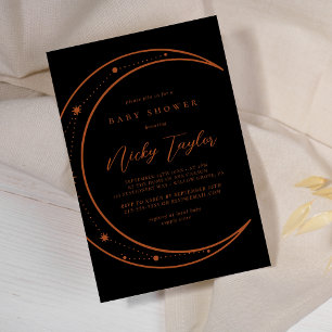 Invitation Baby shower mystique noir et lune céleste