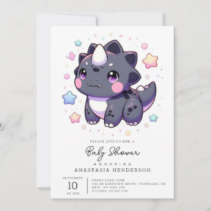 Invitation Baby shower mythique de dinosaure simple