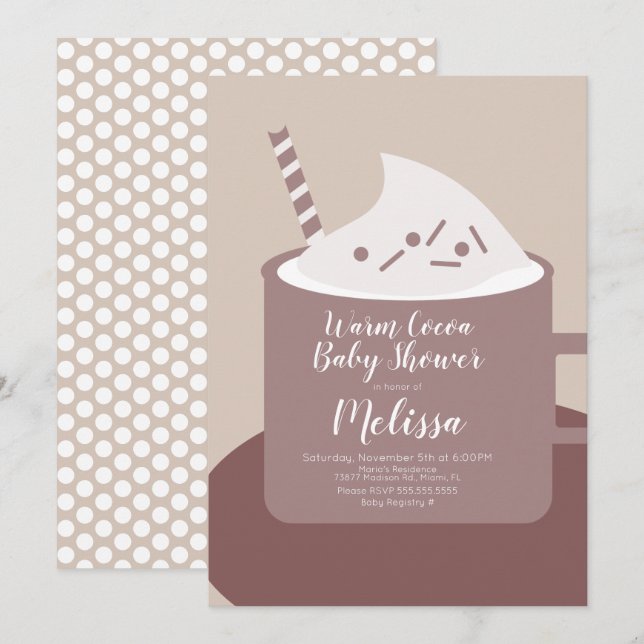 Invitation Baby shower naturel de cacao moderne Chocolat chau (Devant / Derrière)