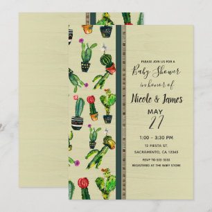 Invitation Baby shower naturel du sud-ouest de Cactus Plante