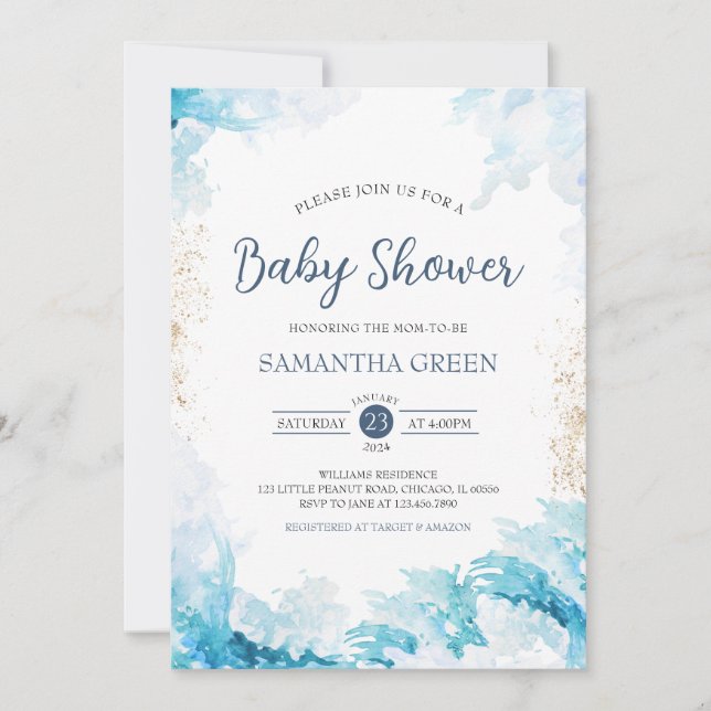 Invitation Baby shower nautique (Devant)