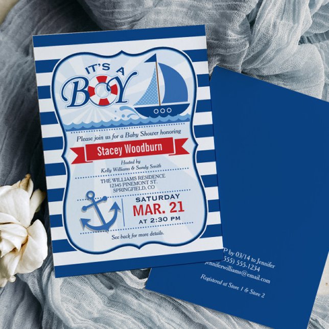 Invitation Baby shower nautique (Créateur téléchargé)