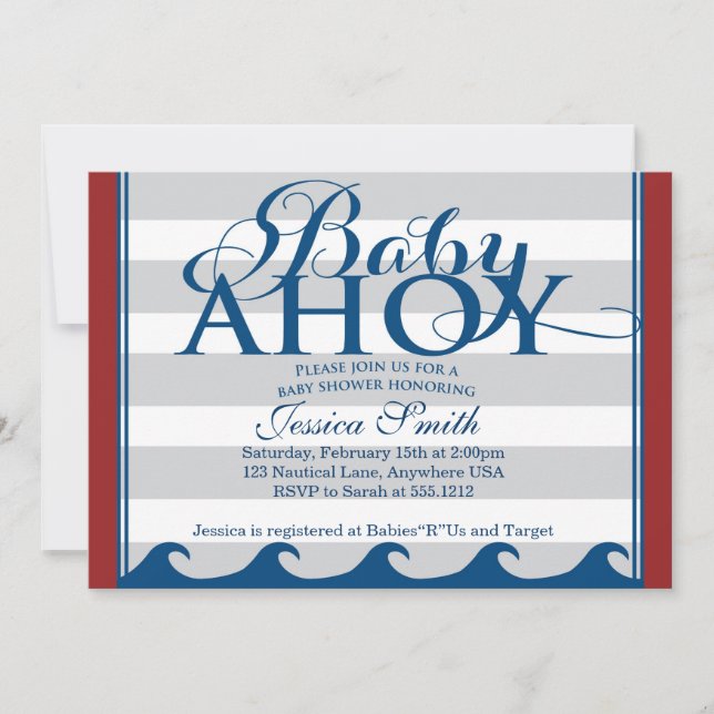 Invitation Baby shower nautique (Devant)