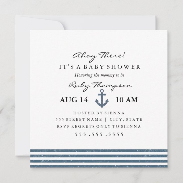 Invitation Baby shower nautique (Devant)