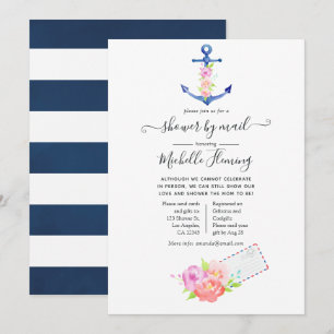 Invitation Baby Shower Nautique à l'aquarelle par la Poste