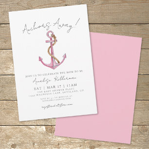 Invitation Baby shower nautique Ancre rose