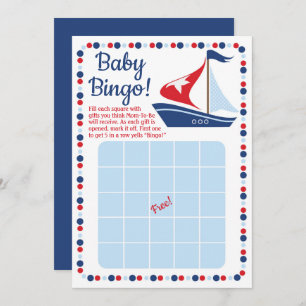 Invitation Baby shower nautique Bingo Jeu