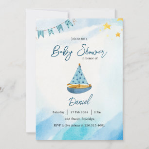 Invitation Baby shower nautique bleu jaune