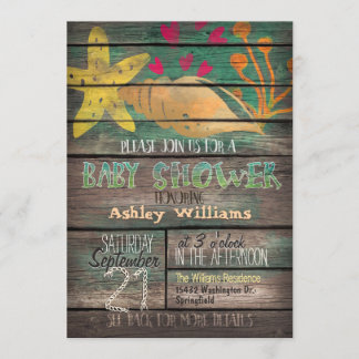 Invitation Baby shower Nautique, Coloré De Plage En Bois