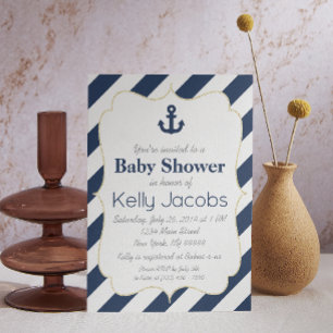 Invitation Baby shower nautique de la Marine et de
