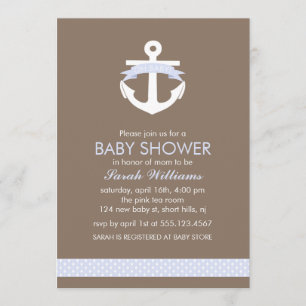 Invitation Baby shower nautique de thème d'Ancre mignonne de