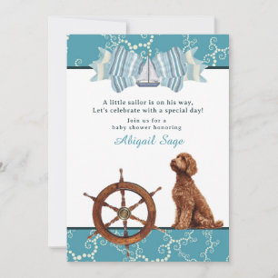 Invitation Baby shower nautique et Goldendoodle Boy