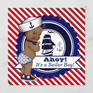 Invitation Baby shower Nautique Ethnique Little Sailor