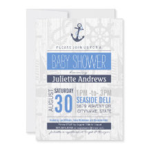 Baby shower nautique Invitation, Bleu Garçon