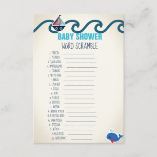 Invitation Baby shower Nautique Jeu de course de mot