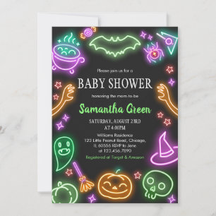 Invitation Baby shower Neon Halloween