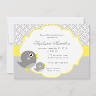 Invitation baby shower neutre au citron gris