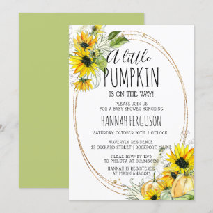 Invitation Baby shower neutre Citrouille de tournesol