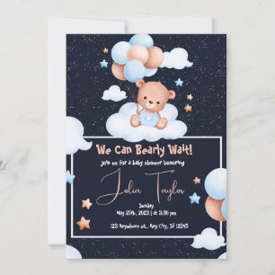 Invitation Baby shower neutre d'attente de l'ours en peluche