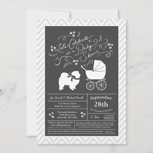 Invitation Baby shower Neutre de Chow Chow Dog (Devant)