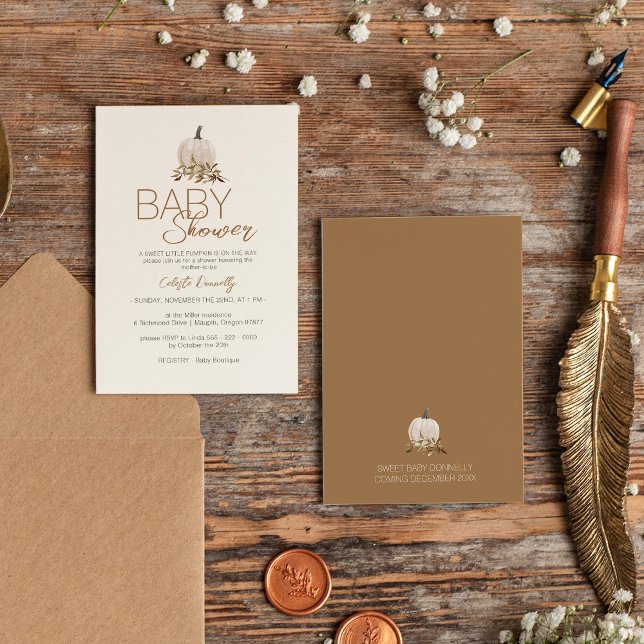 Invitation Baby shower neutre de Citrouille de Boho rustique  (Créateur téléchargé)