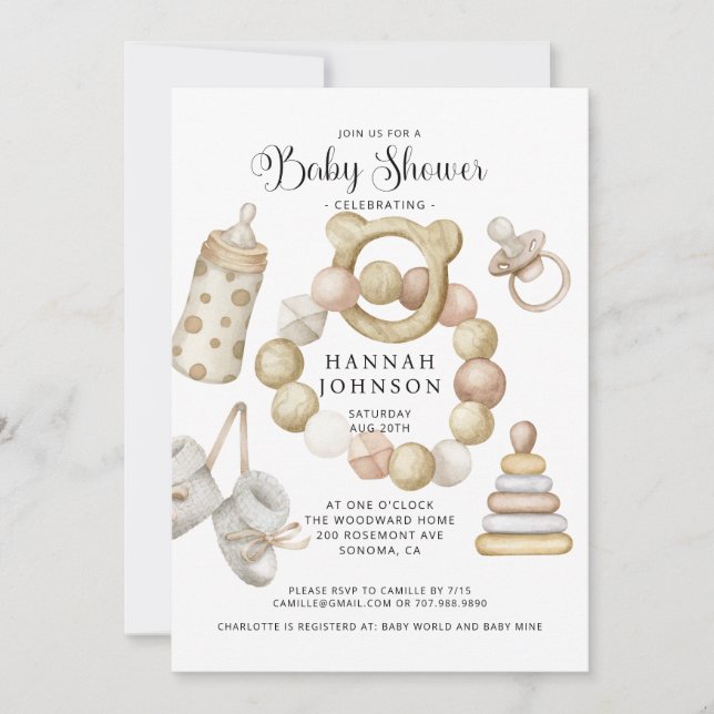 Invitation Baby shower neutre de genre Boho (Devant)