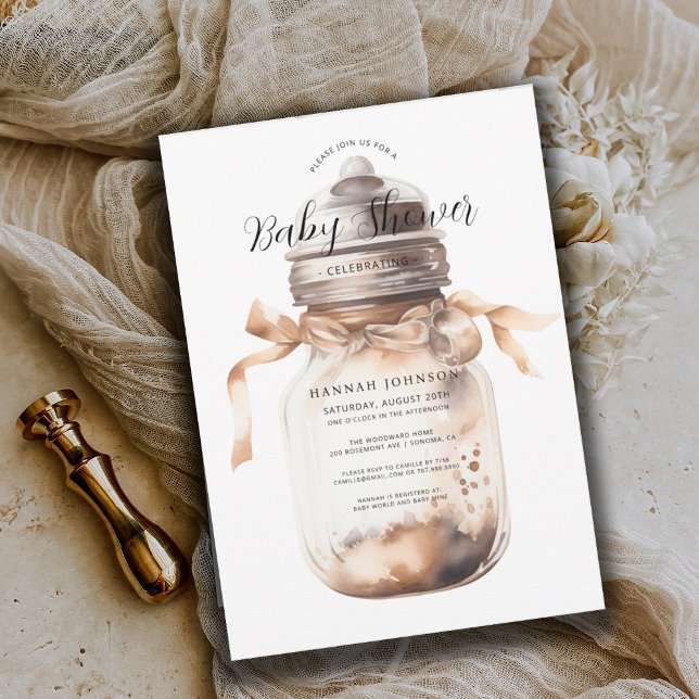 Invitation Baby shower neutre de genre Boho | Bouteille bébé (Créateur téléchargé)