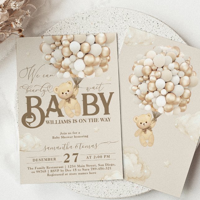 Invitation Baby shower neutre de l'ours (Créateur téléchargé)