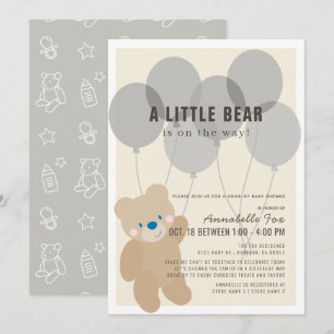 Invitation Baby shower neutre de l'ours en peluche