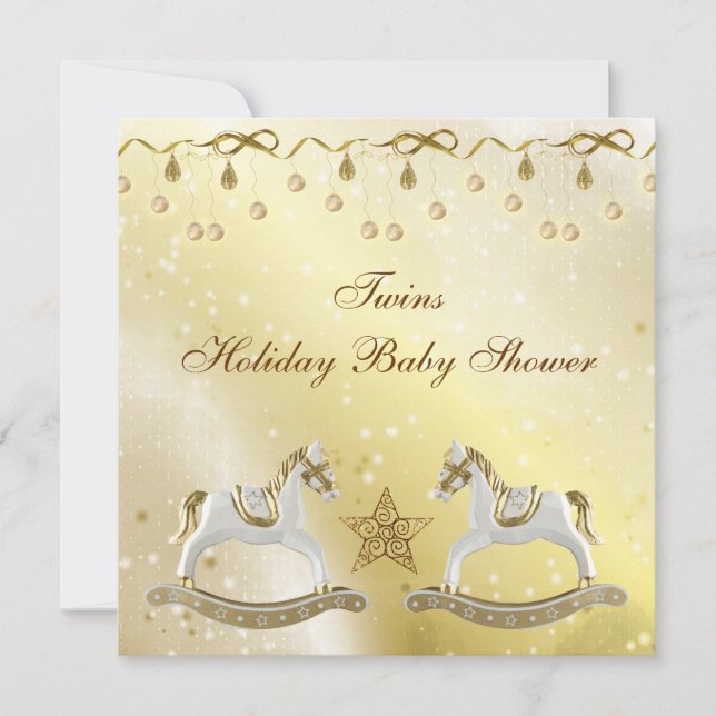 Invitation Baby shower neutre de Noël de chevaux de basculage (Devant)