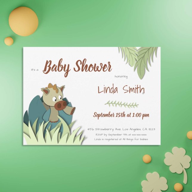 Invitation Baby shower neutre d'éclosion de dinosaures de la  (Créateur téléchargé)