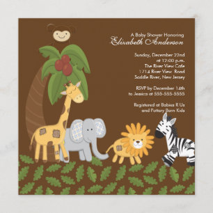 Invitation Baby shower neutre des animaux de Jungle Safari
