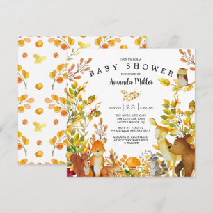 Invitation Baby shower Neutre des animaux forestiers
