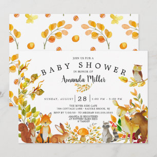 Invitation Baby shower Neutre des animaux forestiers