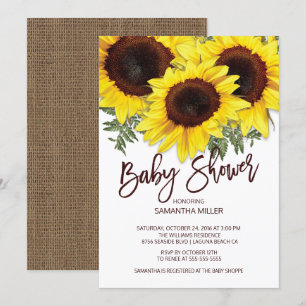 Invitation Baby shower neutre des tournesols d'automne coloré