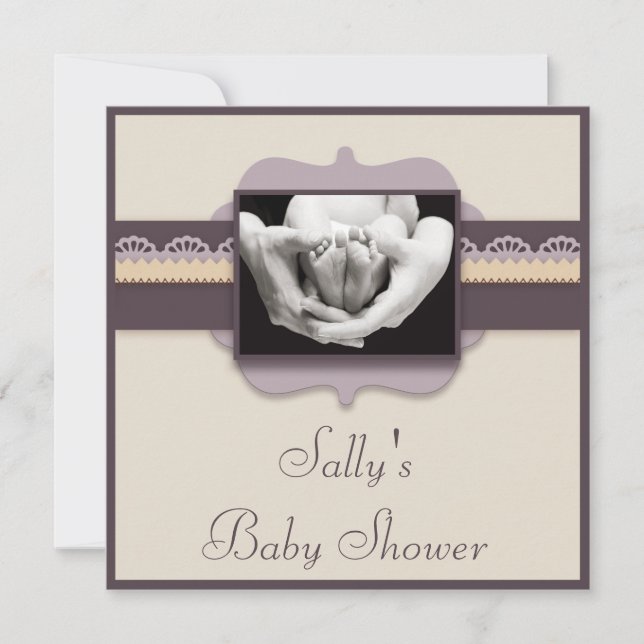 Invitation Baby shower neutre élégant de bébé de photo (Devant)