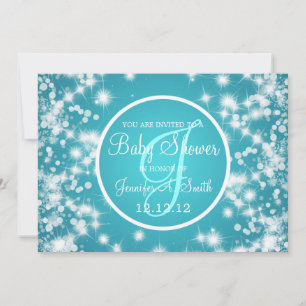 Invitation Baby shower neutre Élégant Hiver Bleu étincelant