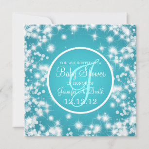 Invitation Baby shower neutre Élégant Hiver Éclat Bleu
