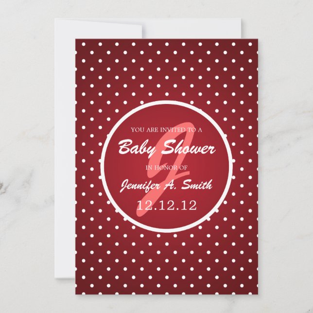 Invitation Baby shower neutre Élégant Polka Dot Rouge (Devant)