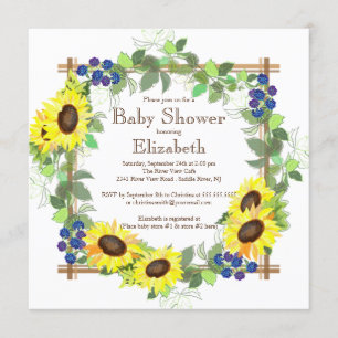 Invitation Baby shower neutre entre les sexes des tournesols