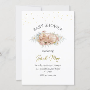 Invitation Baby shower neutre entre les sexes mignon cerf