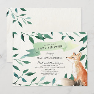 Invitation Baby shower Neutre Fox Woodland