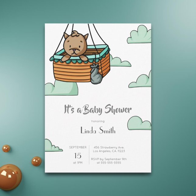 Invitation Baby shower neutre genre de Cute Kitty (Créateur téléchargé)