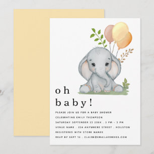 Invitation Baby shower neutre homme éléphant