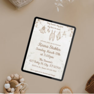 Invitation Baby shower Neutre Mains Minuscules, Pieds Minuscu