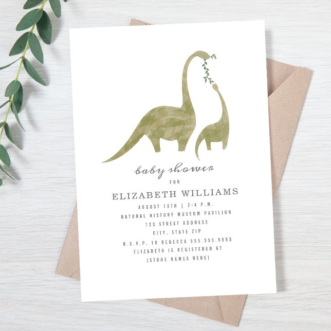 Invitation Baby shower neutre maman et bébé dinosaure (Créateur téléchargé)