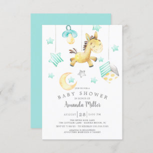 Invitation Baby shower neutre mobile Baby Pony