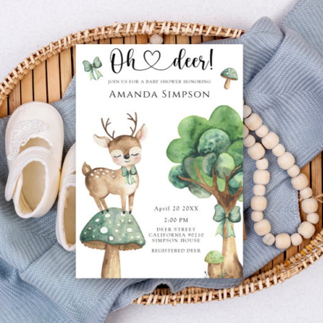Invitation Baby shower neutre pour les cerfs de bois (Créateur téléchargé)