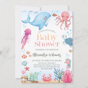 Invitation Baby shower neutre pour les femmes dans l'océan