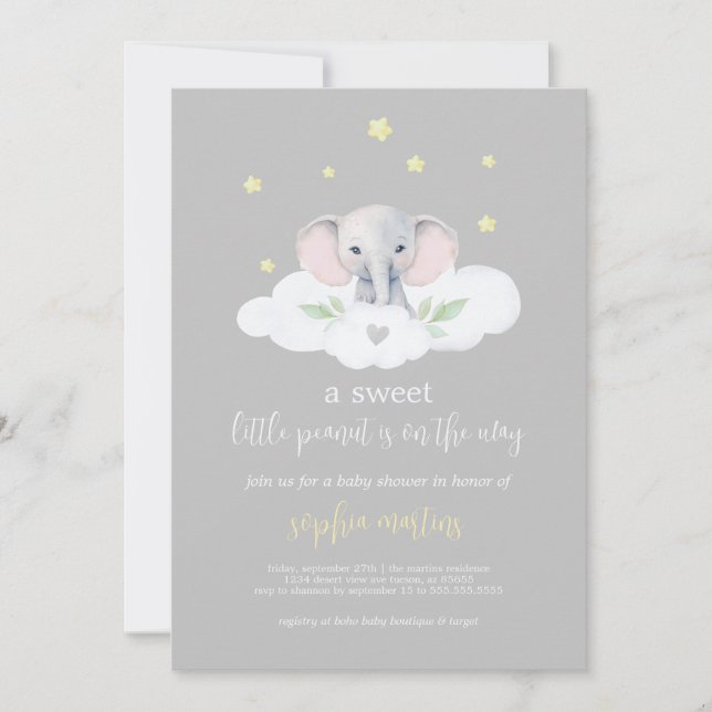 Invitation Baby shower neutre pour les femmes élép (Devant)